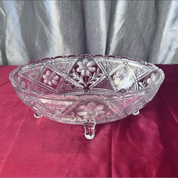 Source Unknown Other - Vintage Crystal Dish with Floral Design